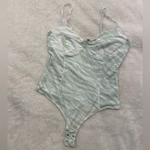 Dynamite Mesh Zebra Bustier Bodysuit